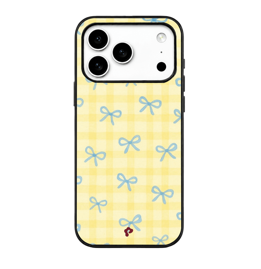 Yellow Plaid With Blue Bows Case