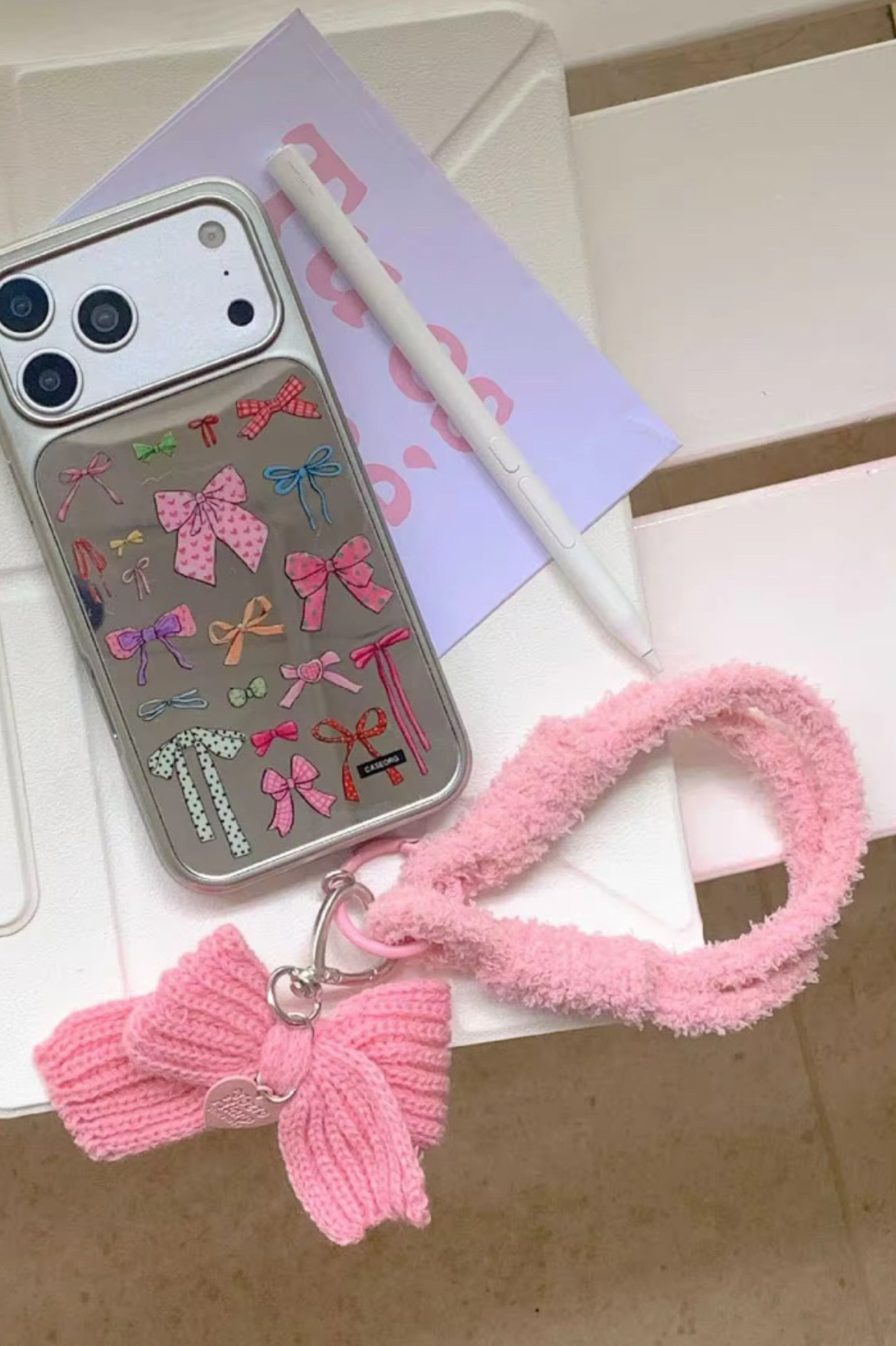 Pink Bow Phone Charm